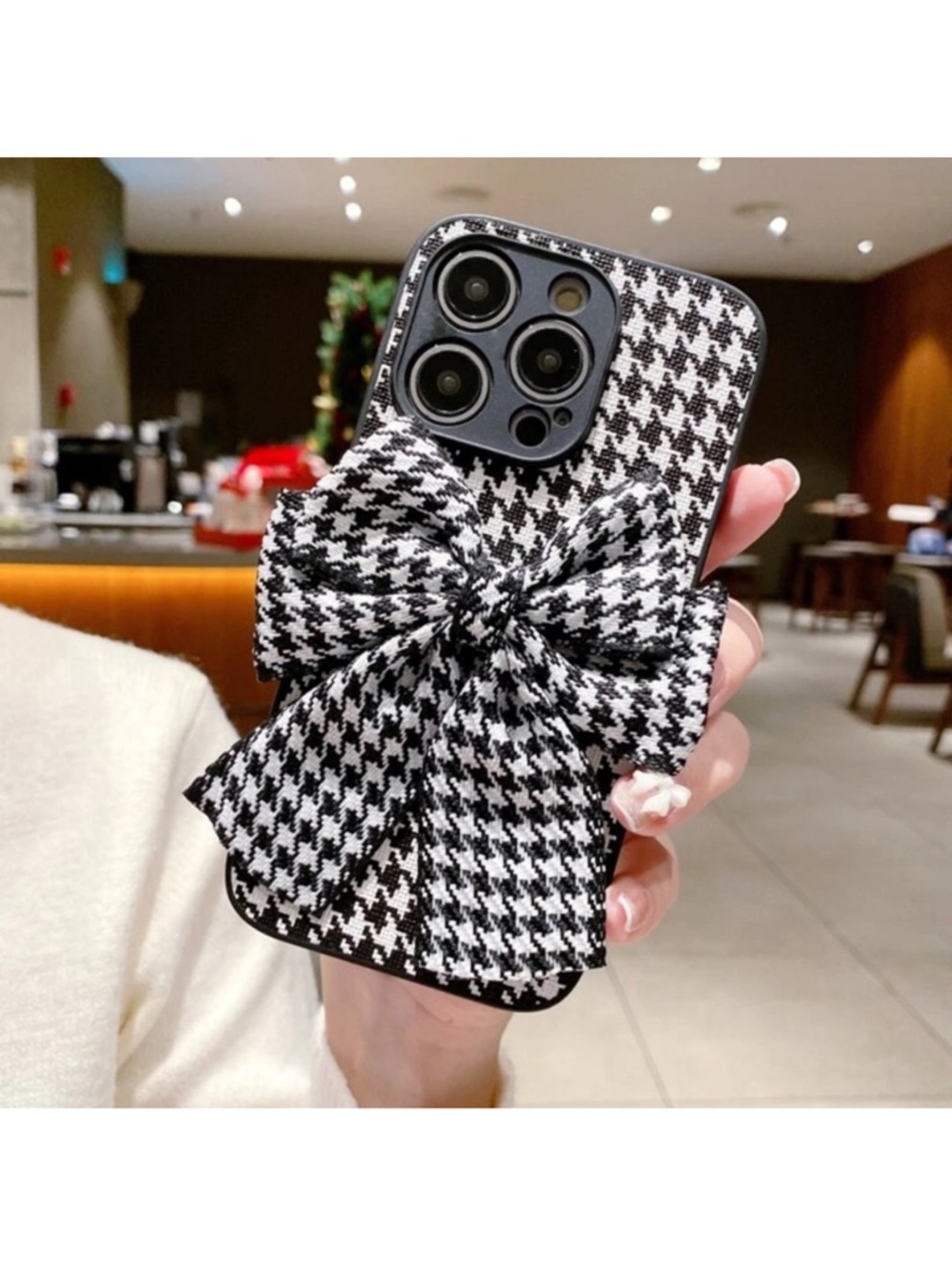 Houndstooth Bow iPhone 14 Pro Max Case - Picture 3 of 5
